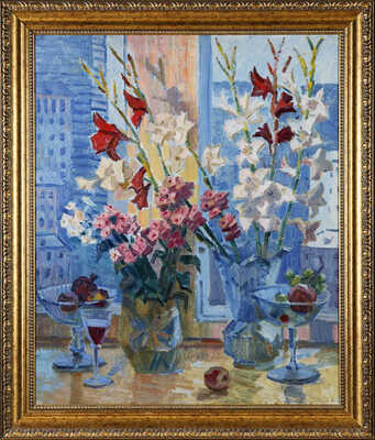 Горлов Николай Николаевич. Флоксы (на оборотной стороне пейзаж)